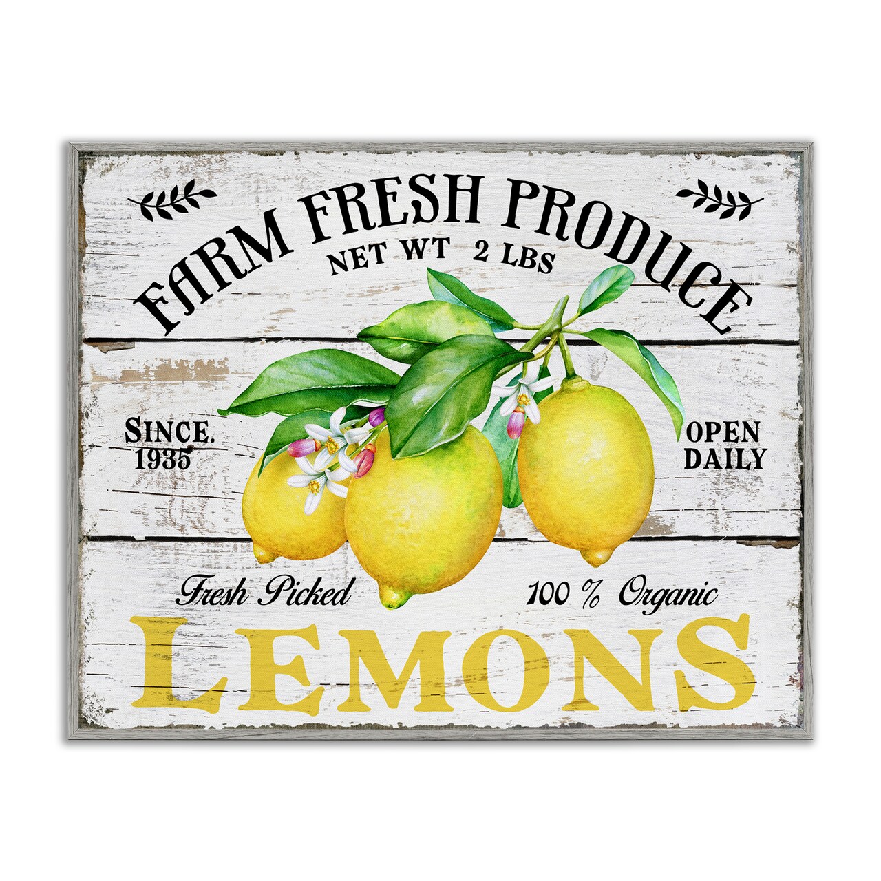 Stupell Industries Farm Fresh Produce Lemons Framed Giclee Wall Art Design by Creatif Belle